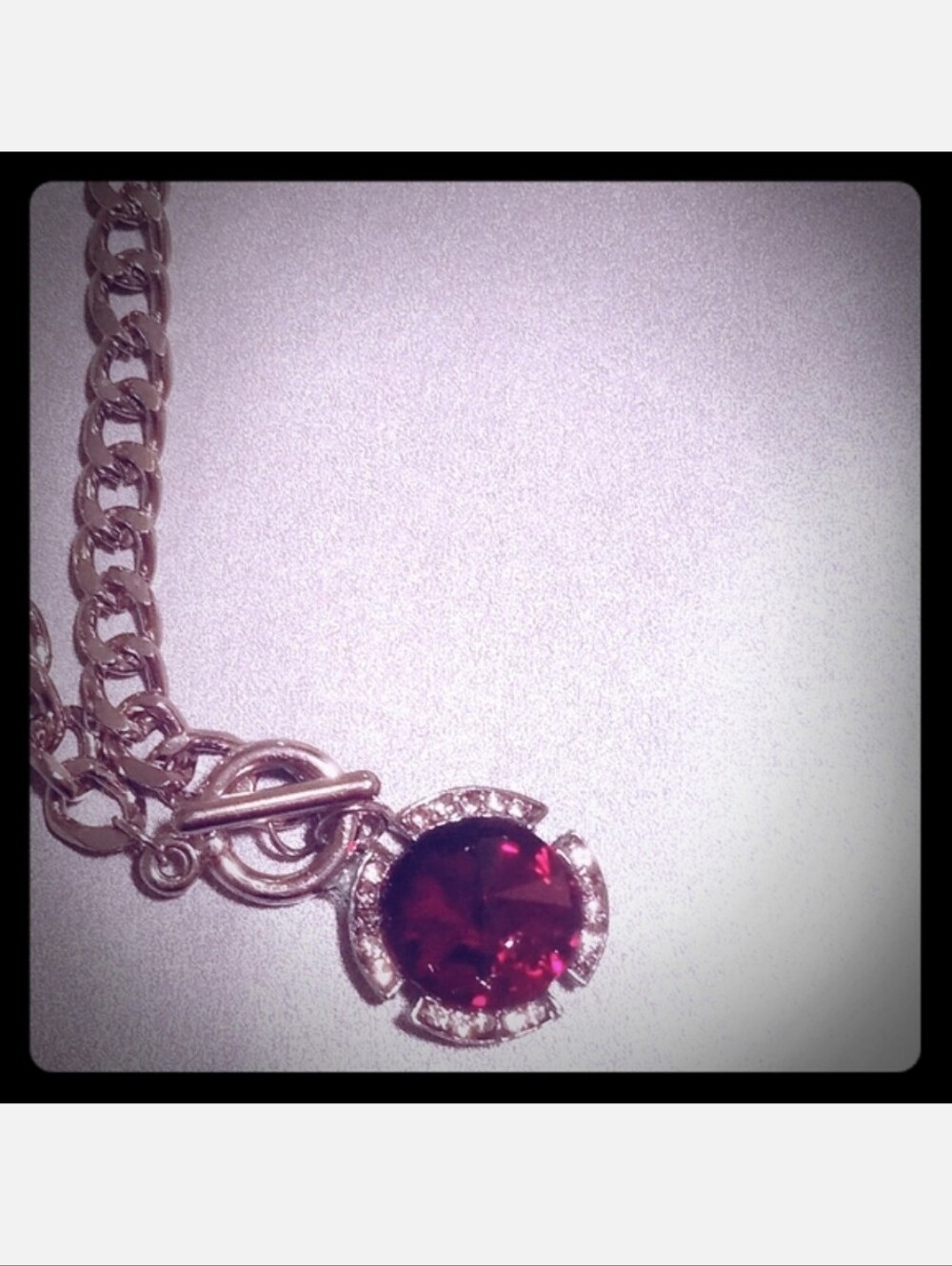 NWT Bleeding Heart Faux Ruby Necklace